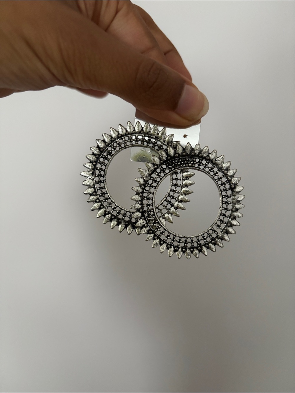 Silver-Tone Sunburst Hoop Earrings - Women's Fashion Jewelry